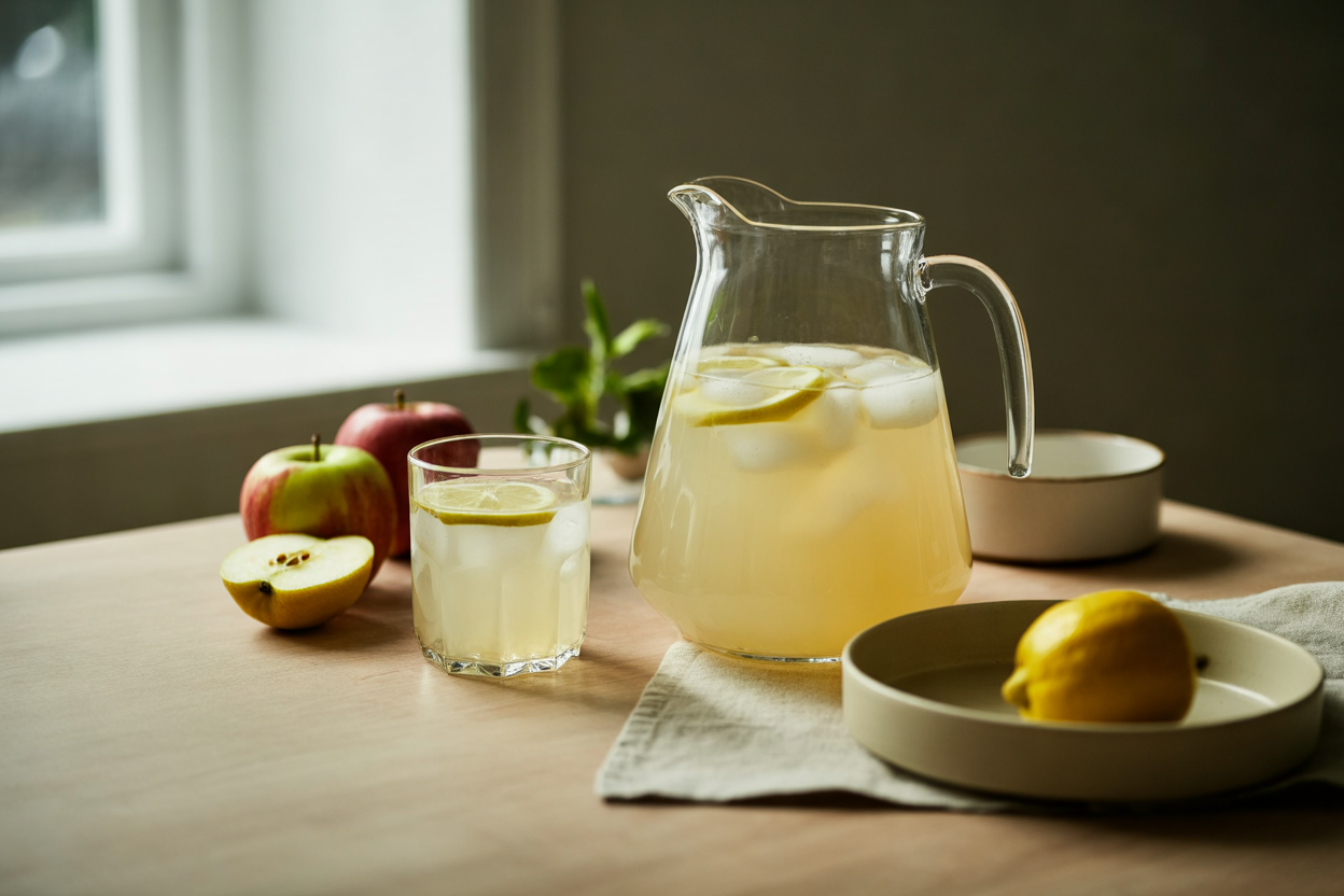 Apple lemonade with fresh lemons and sweet apples