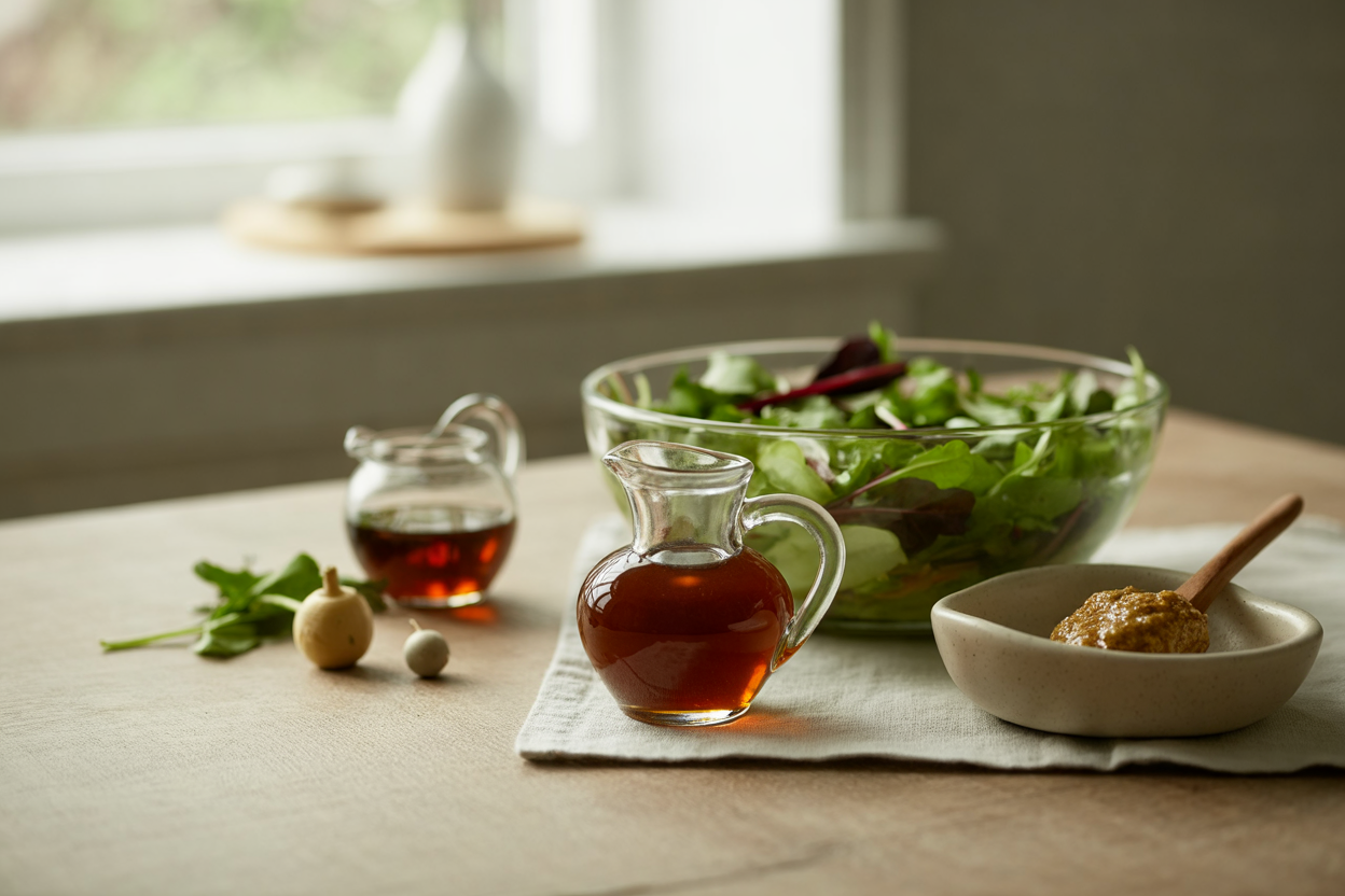 Maple vinaigrette with salad greens