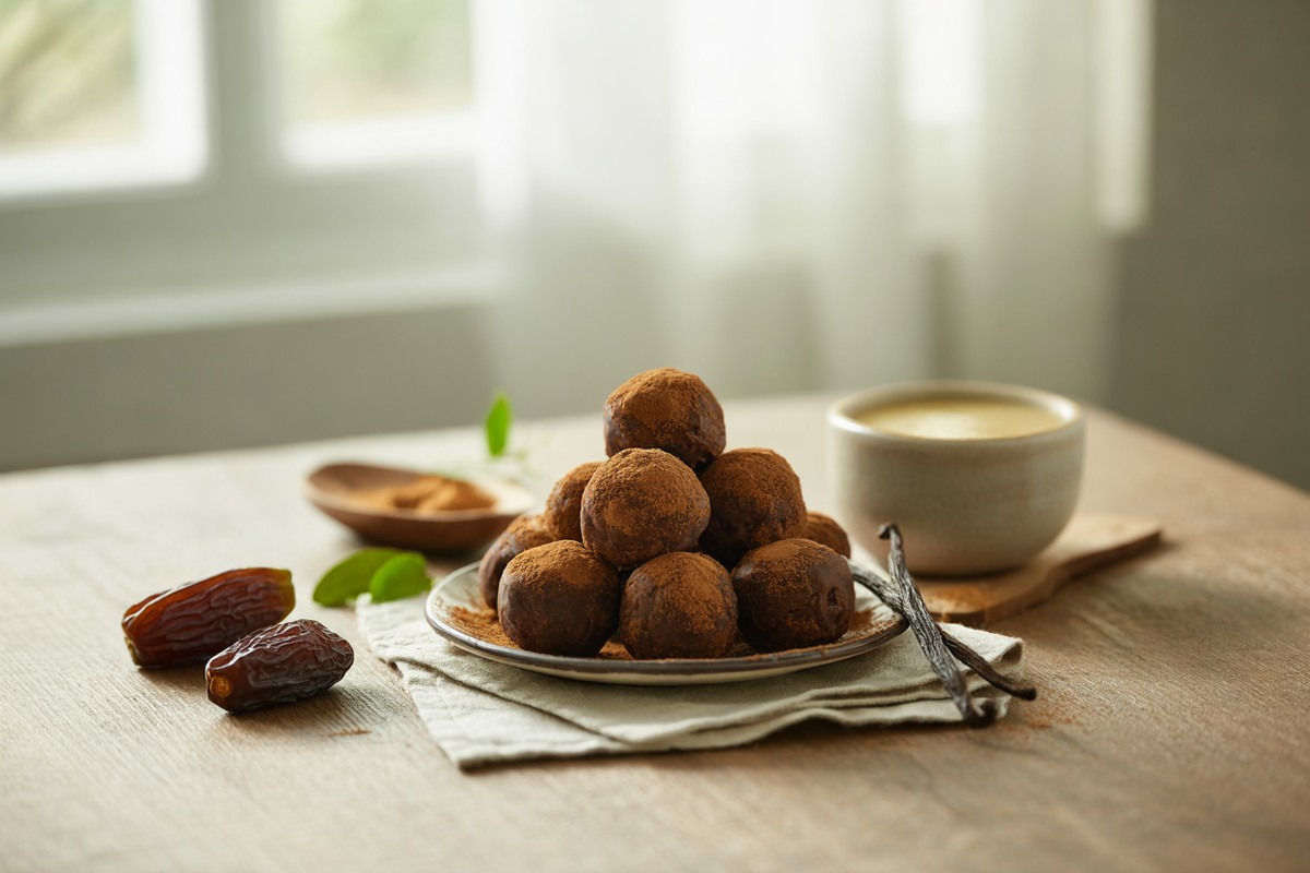 Healthy carob date truffles