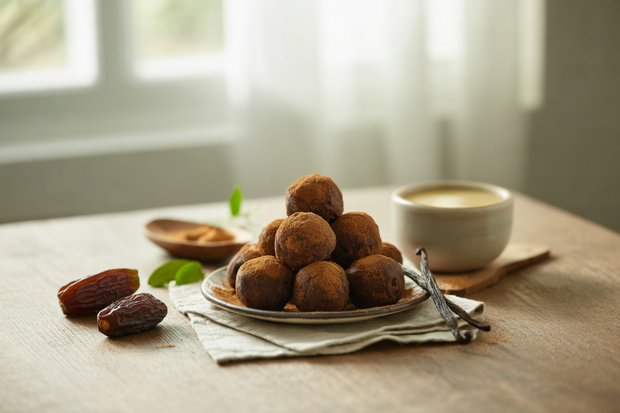 Healthy carob date truffles