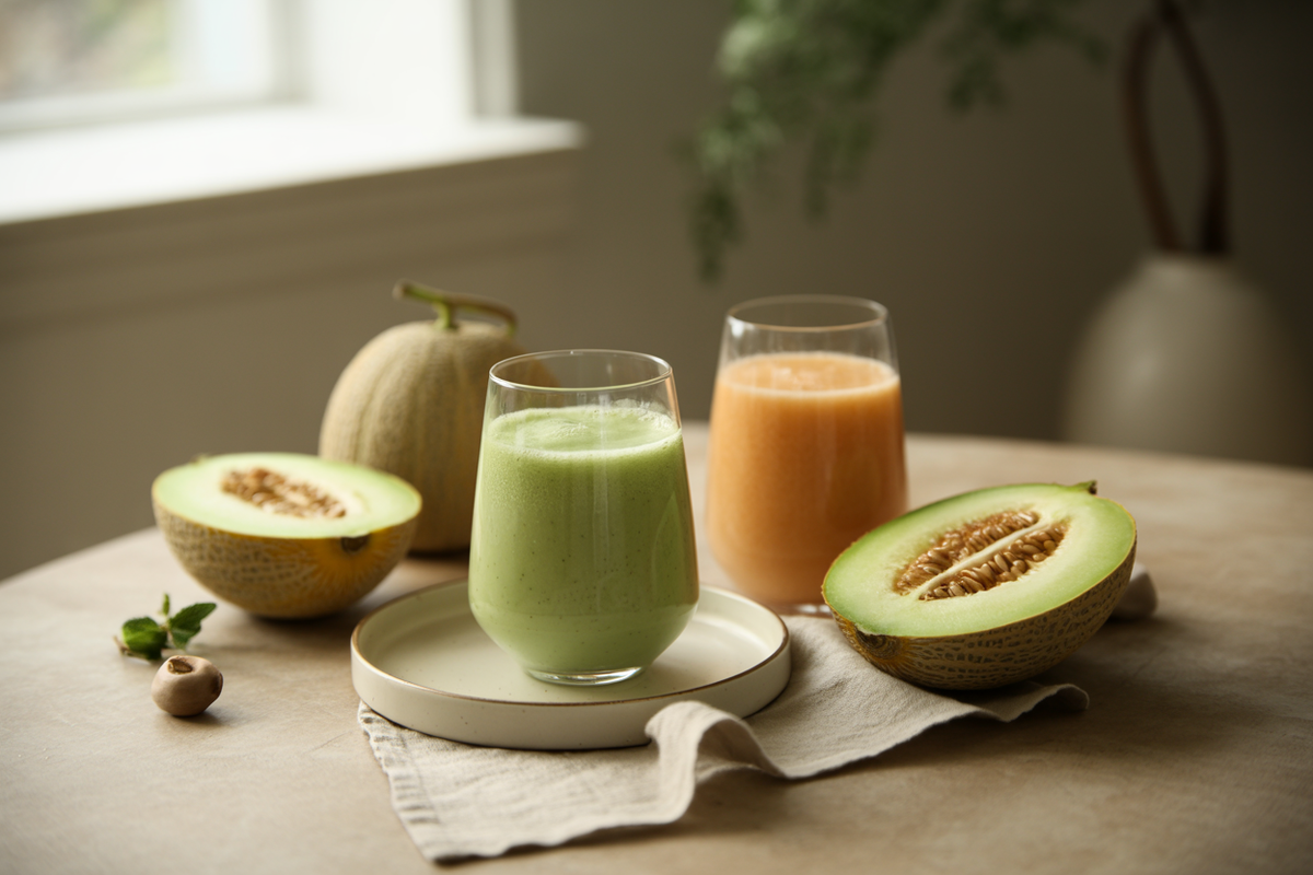 Cantaloupe and honeydew melon smoothies