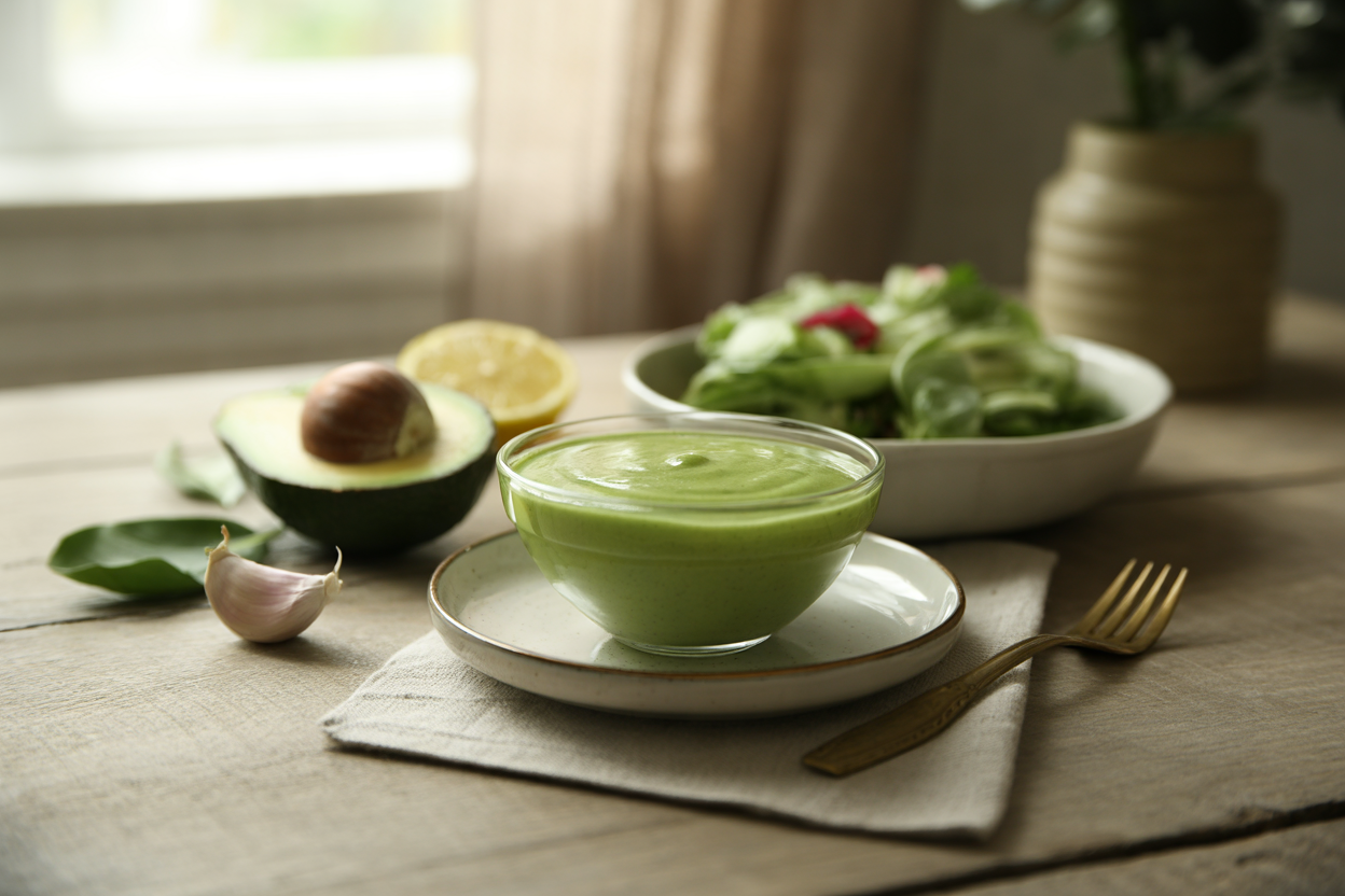 Creamy avocado garlic dressing