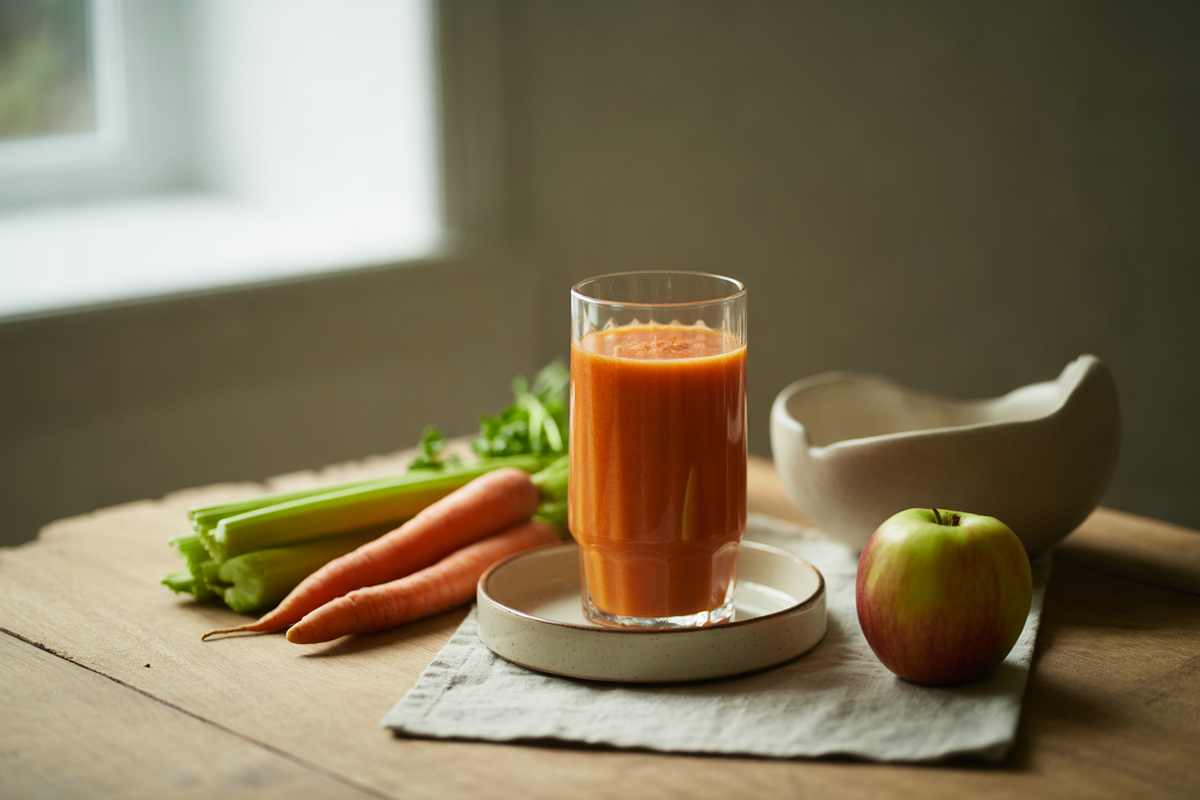 Carrot, celery and apple juice