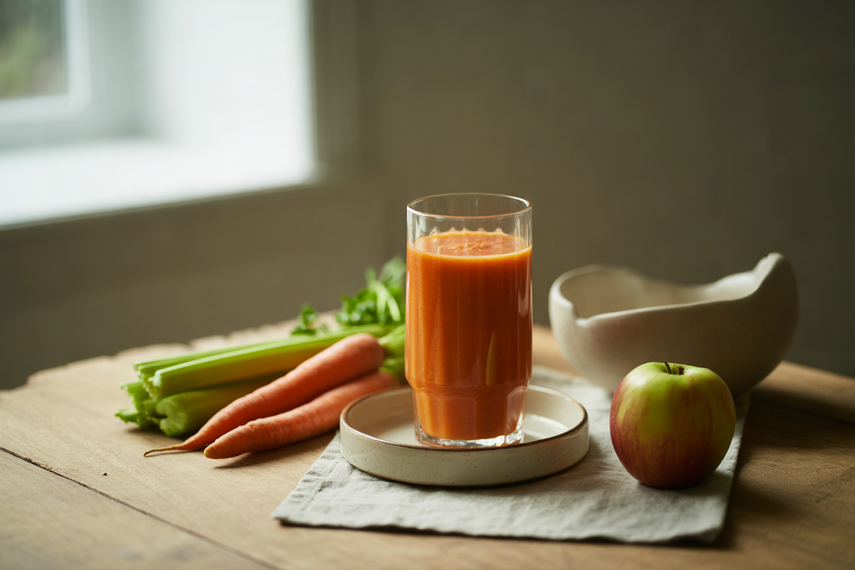 Carrot, celery and apple juice