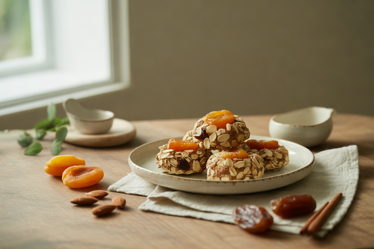 Raw holiday cookies with apricots and almonds