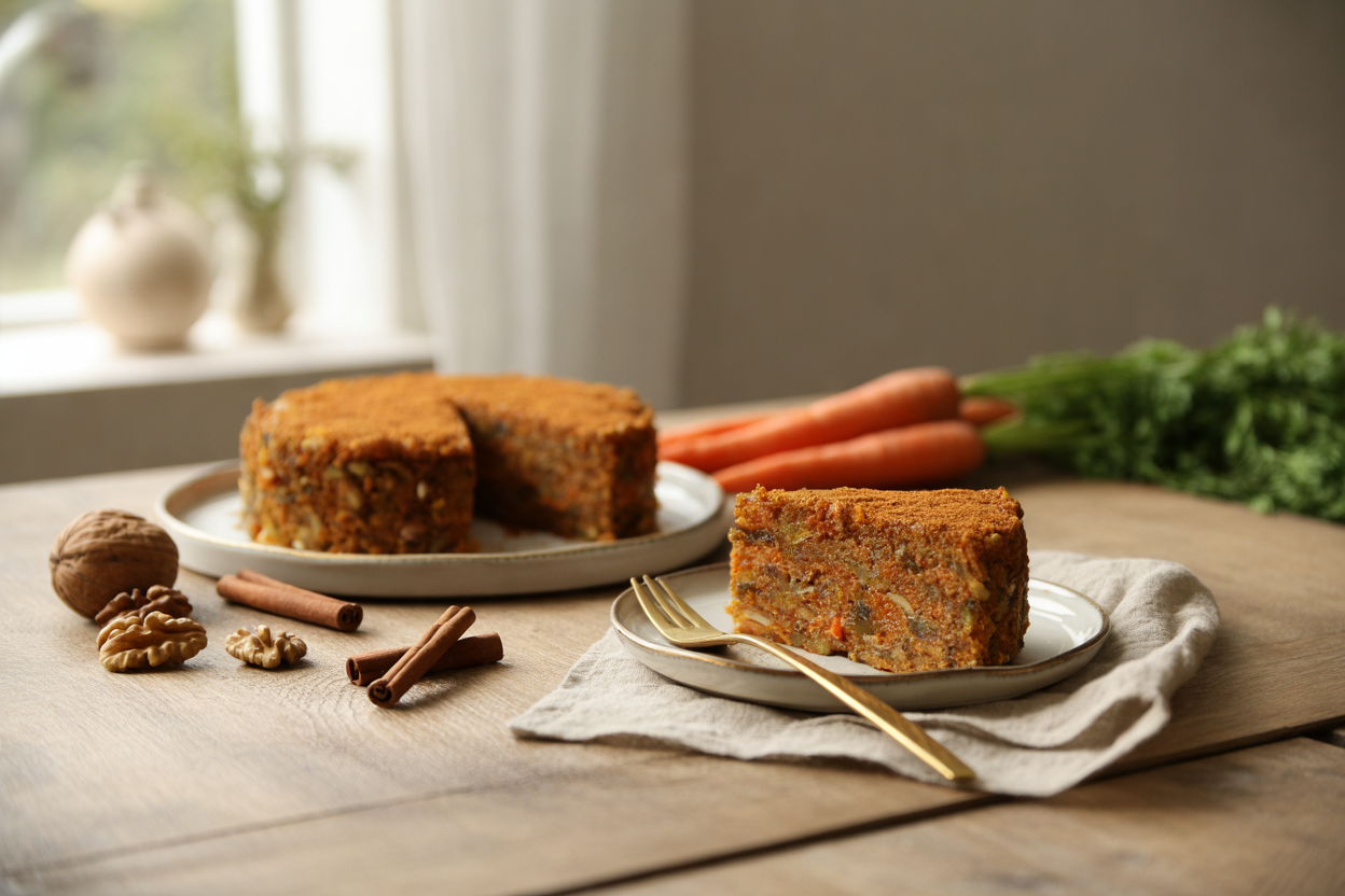 Raw carrot cake with walnuts