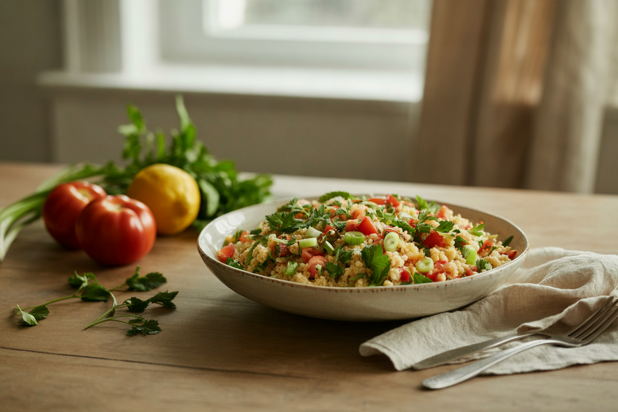 Couscous and tomato salad with fresh herbs