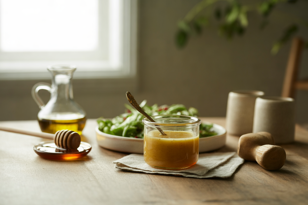 Raw honey mustard salad dressing