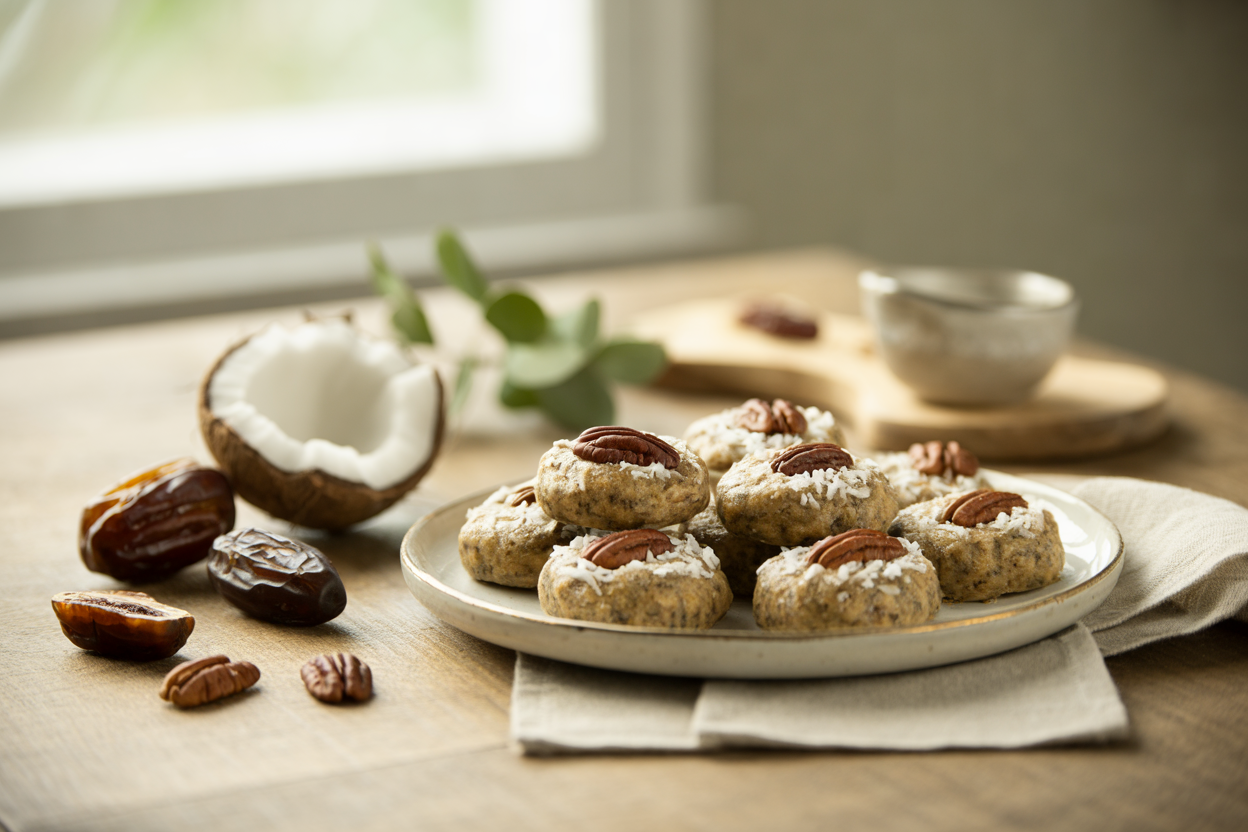 Raw pecan sandies cookies