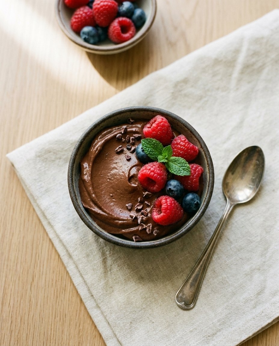 Chocolate Avocado Mousse with Fresh Berries