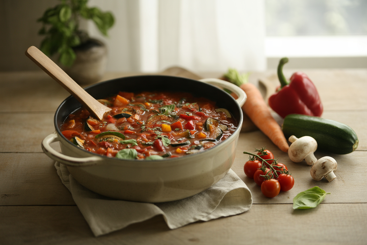 Red pepper and mushroom marinara sauce