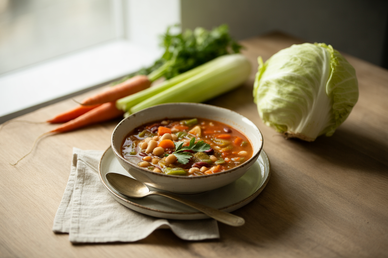 Rhonda's minestrone soup with beans and vegetables