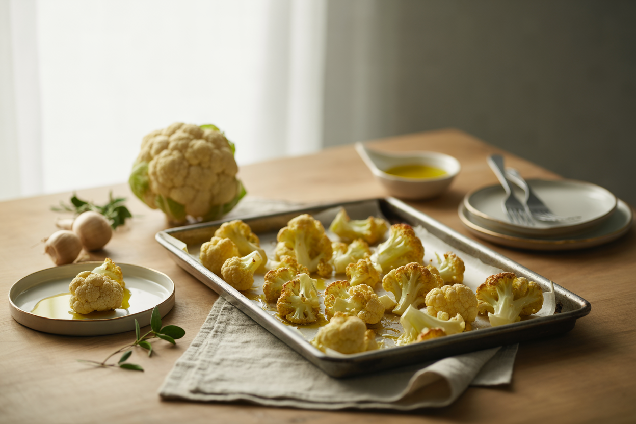 Golden roasted cauliflower florets