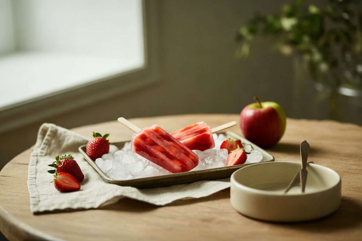 Strawberry apple popsicles