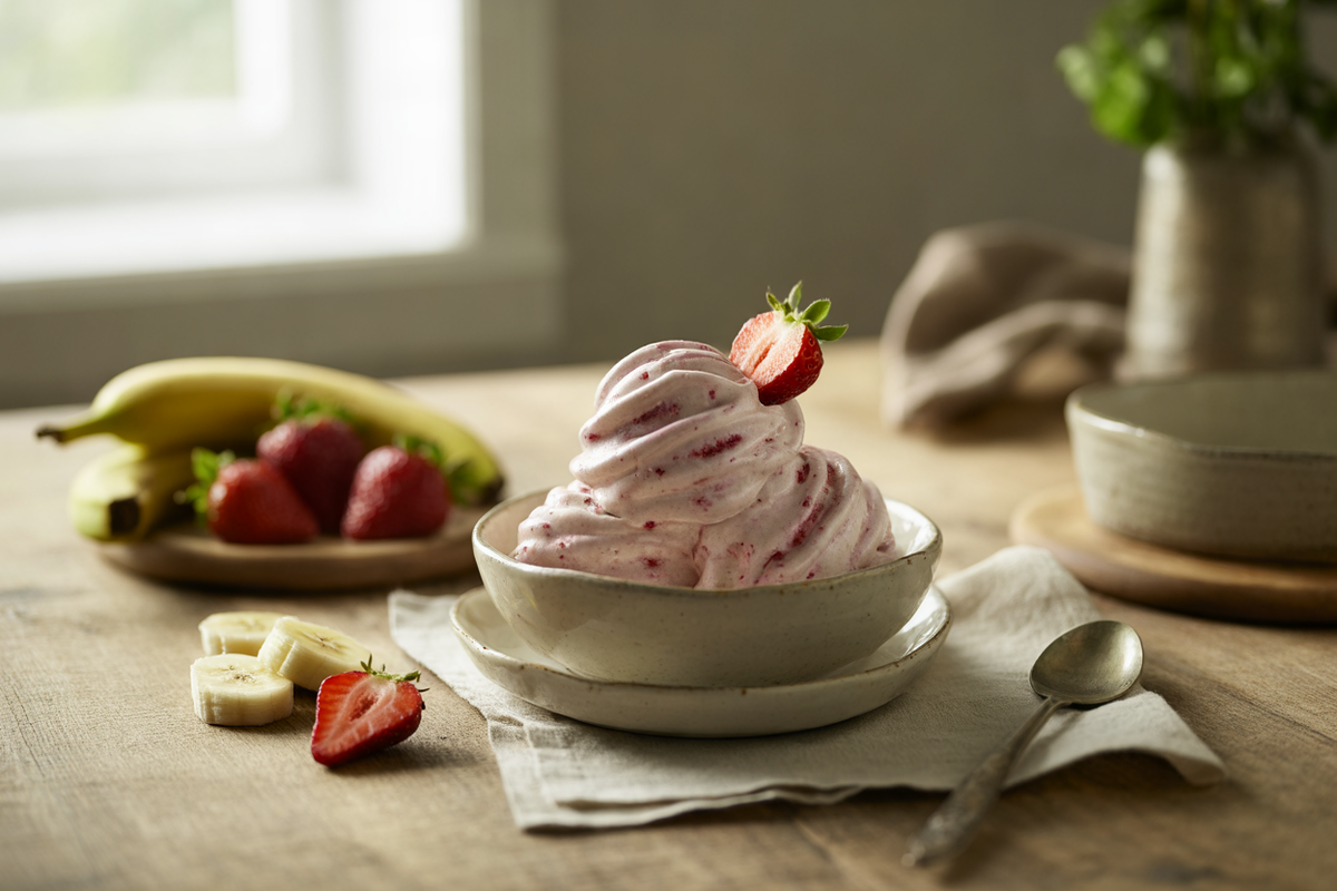 Strawberry banana frozen ice cream