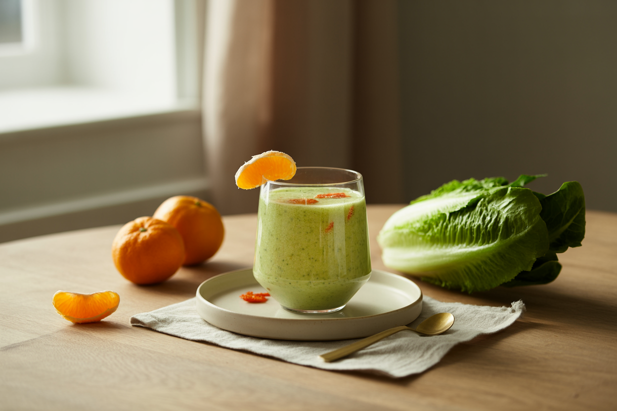 Romaine clementine smoothie with fresh clementines