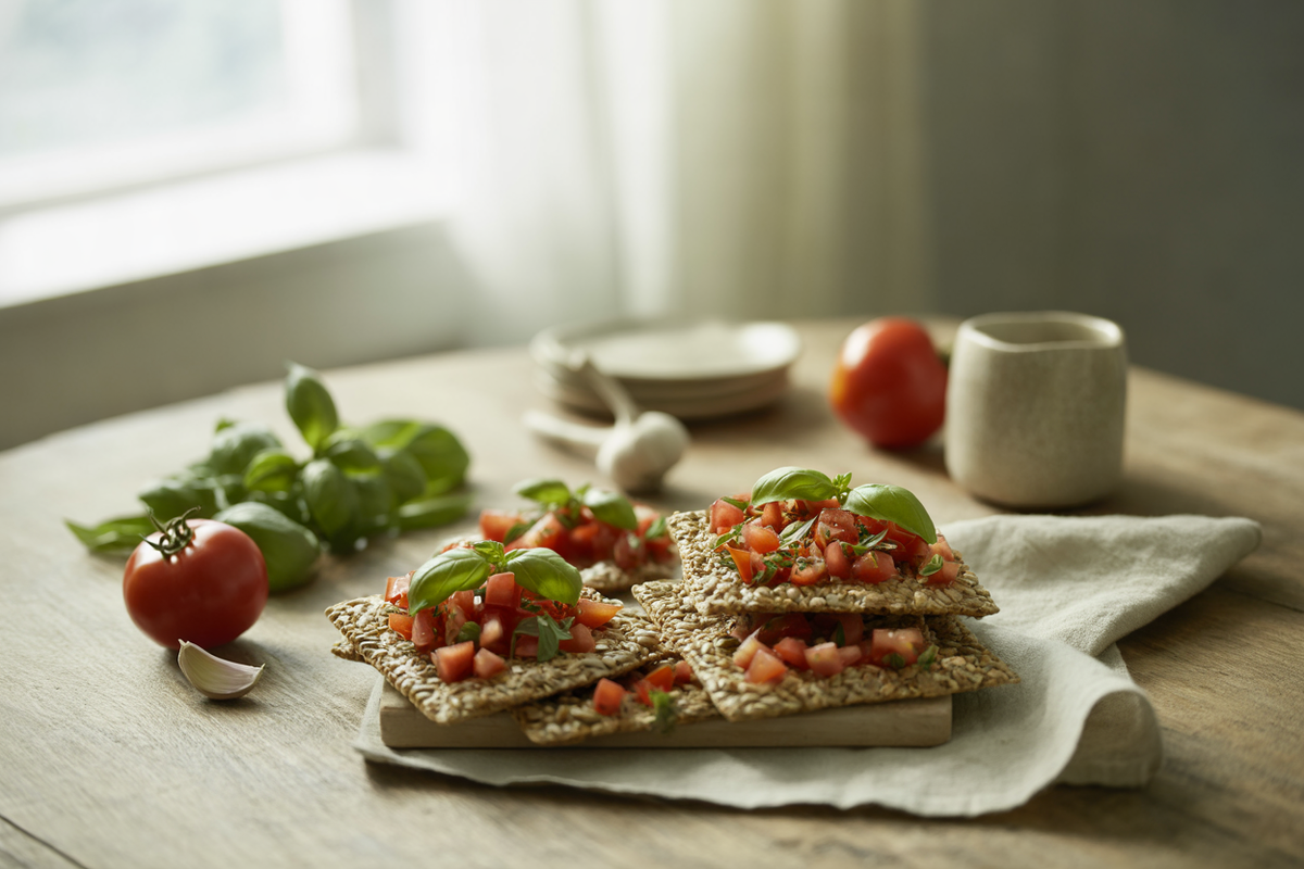 Raw tomato basil flatbread