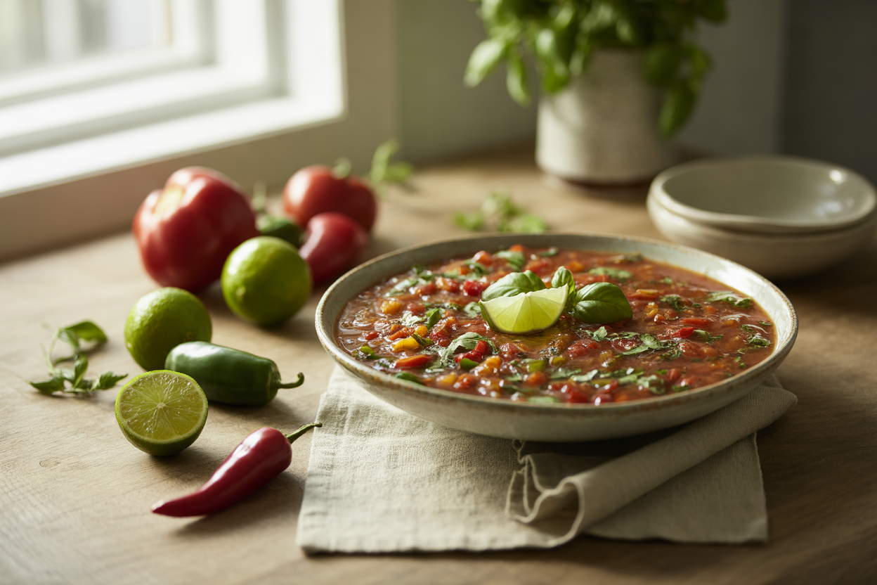 Tomato salsa with jalapeno, cilantro and lime