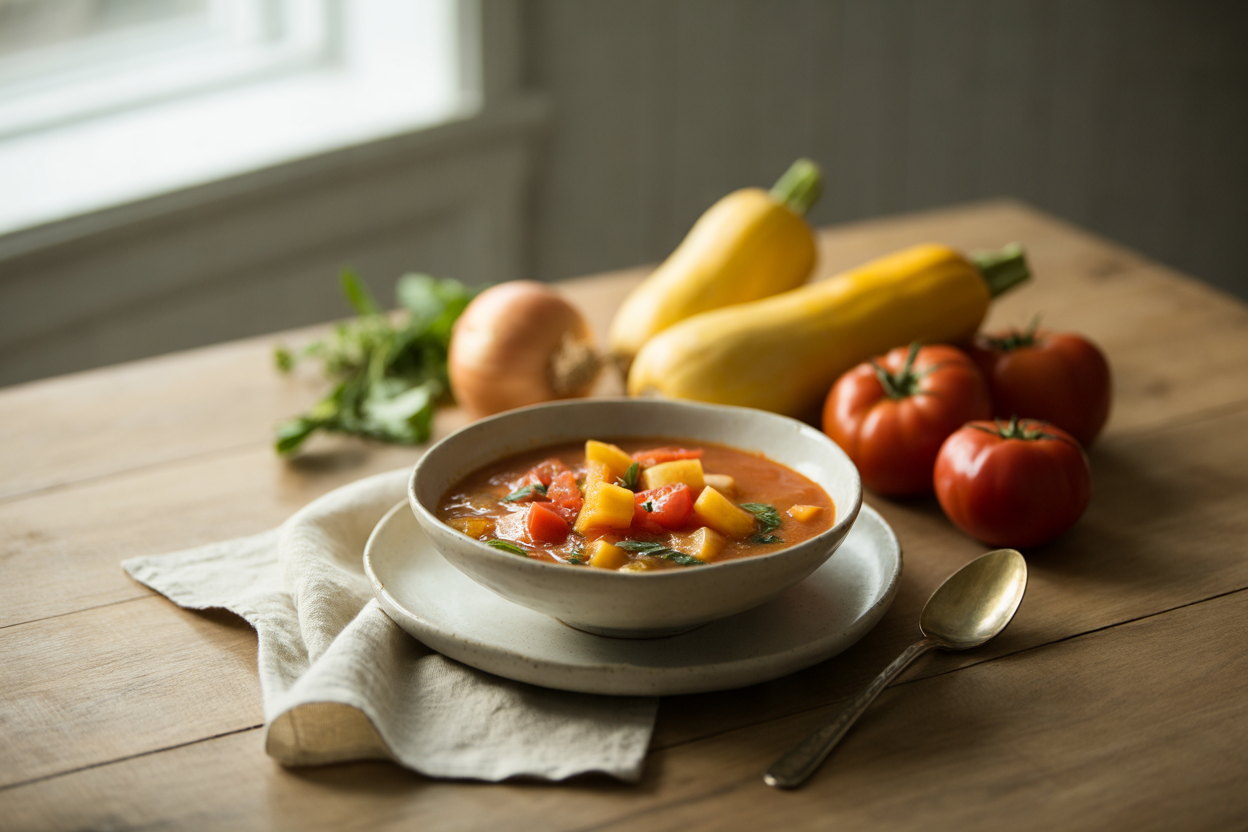 Tomato summer squash soup