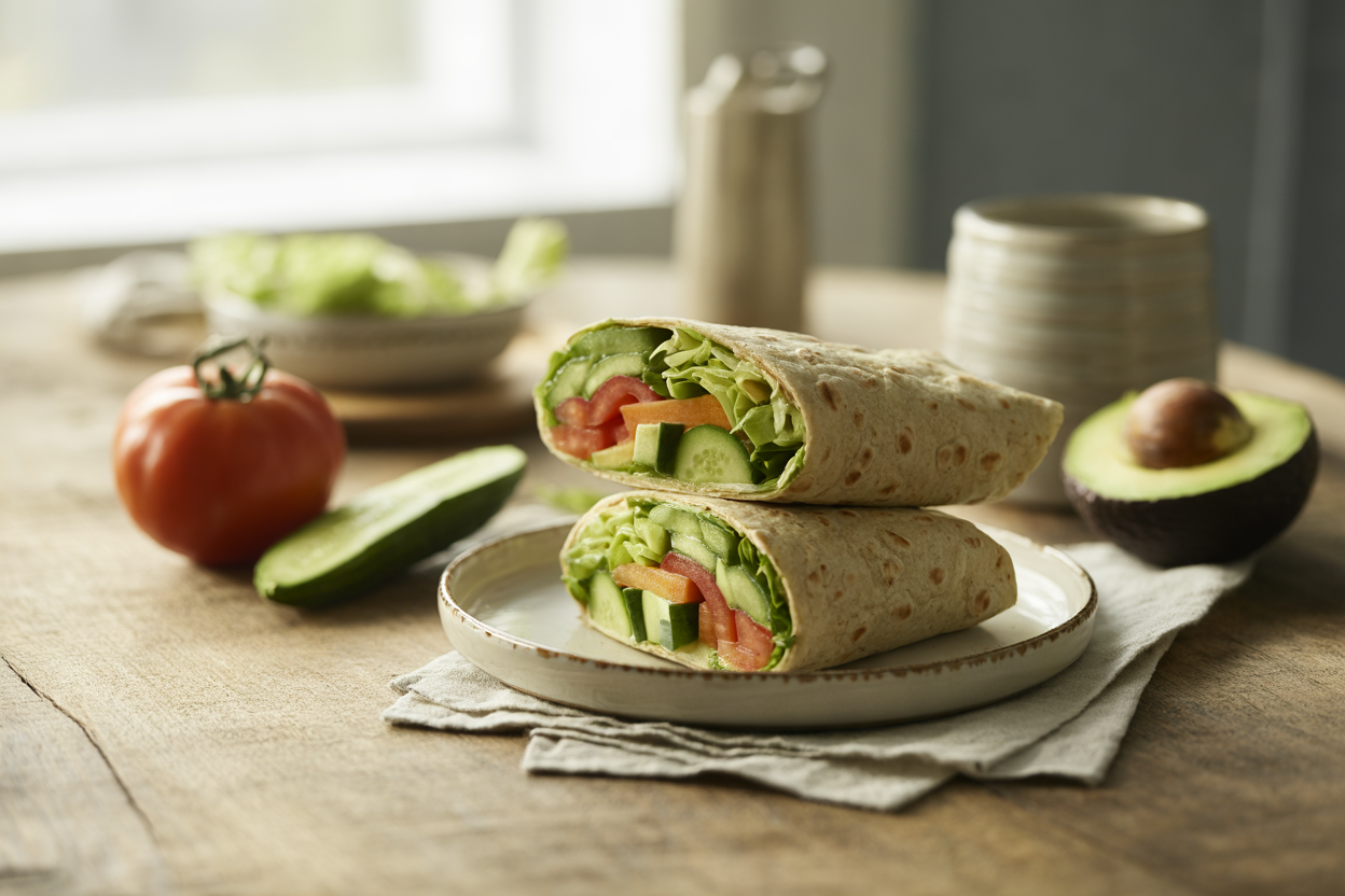 Sprouted grain veggie wraps