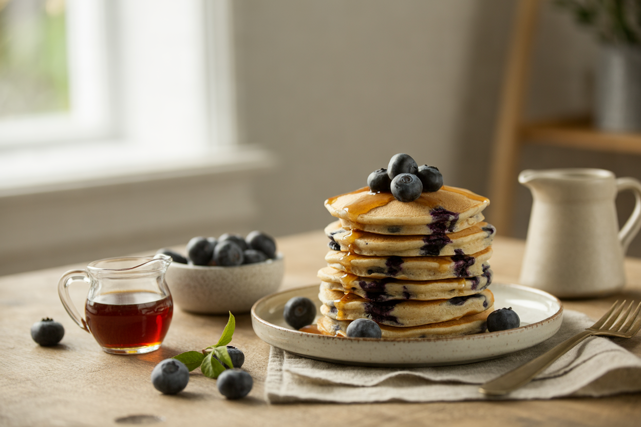 Whole grain blueberry pancakes