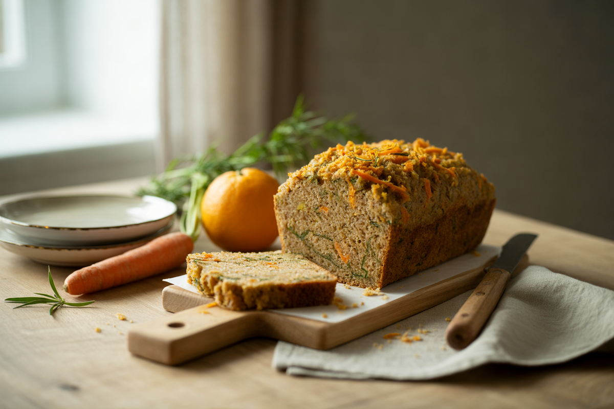 Whole grain wheat bread with carrot and orange