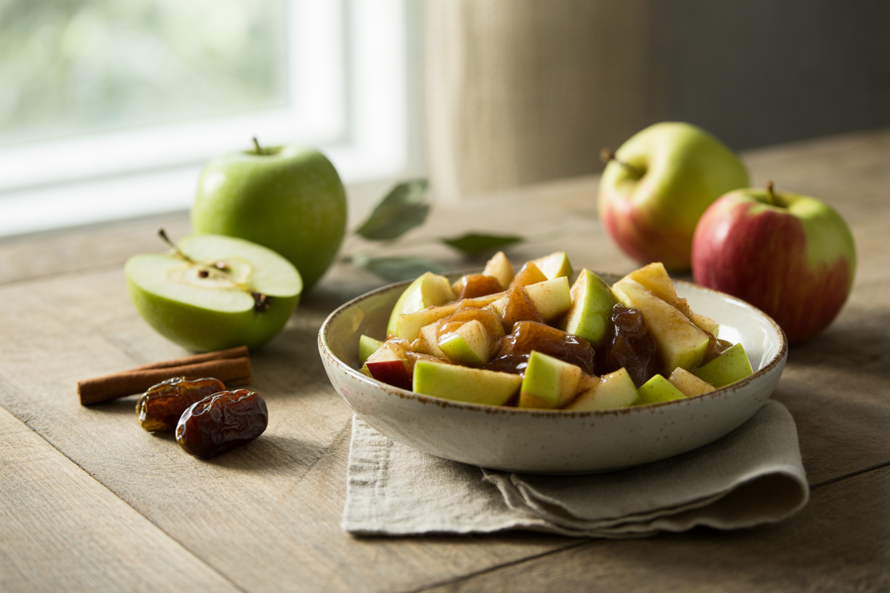 Yummy apple treat with dates and cinnamon