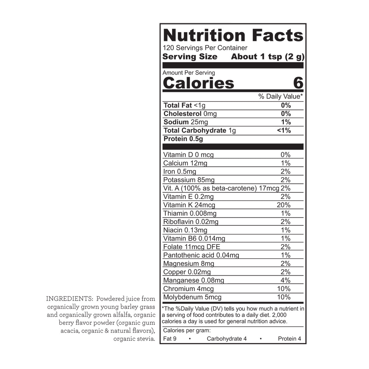 BarleyMax Berry Flavor Ingredients