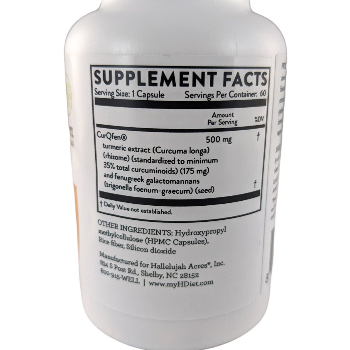 Professional Strength Curcumin supplement facts