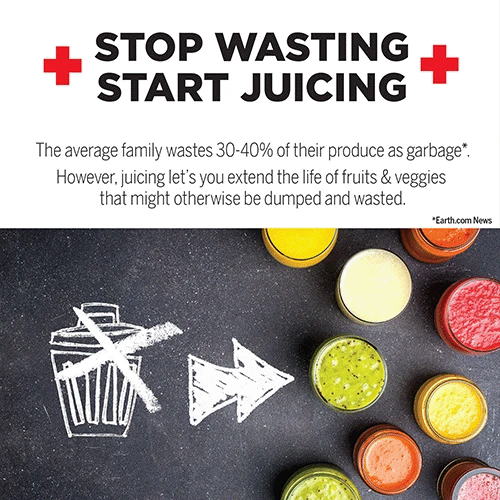 Avoid wasting produce by juicing fresh fruits and vegetables